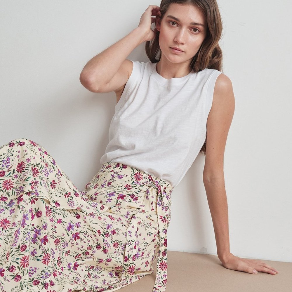 ISADORA FLORAL PRINT CHALLIS WRAP SKIRT